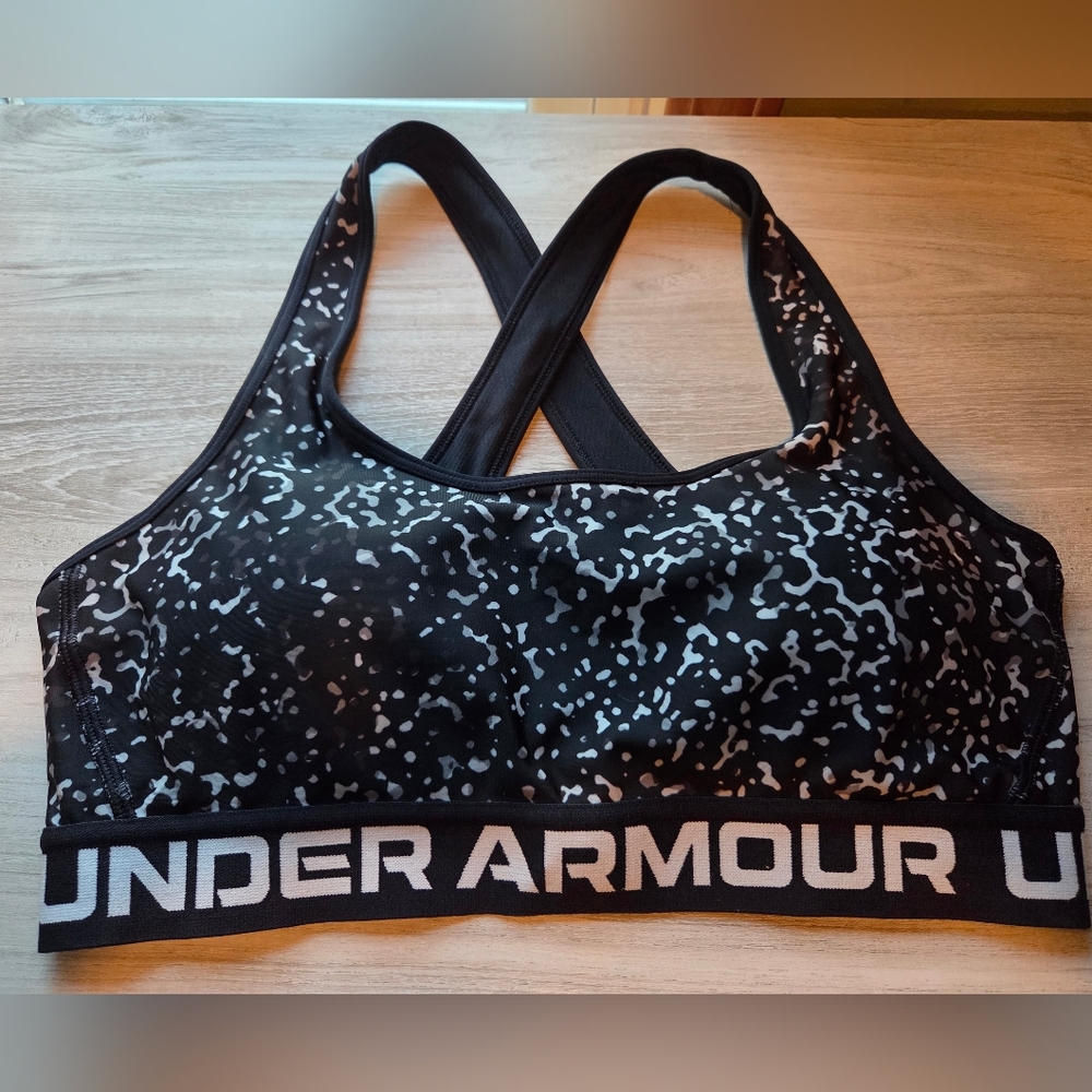 Women's Under Armour Black and White Patterned Sports Bra Size Large New